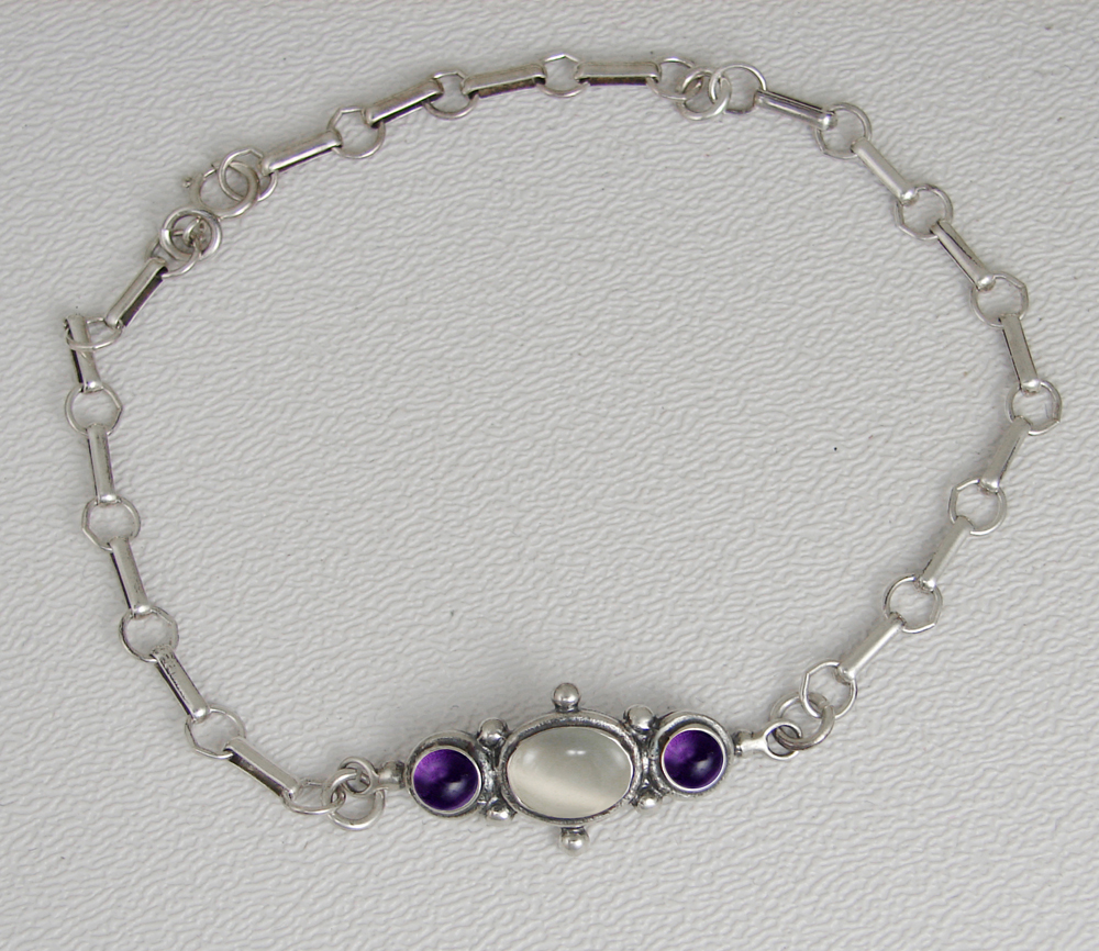 Sterling Silver Victorian Bracelet With White Moonstone And Amethyst